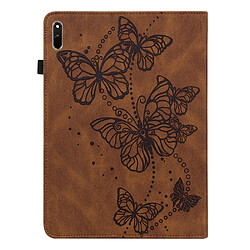 Etui en PU motif papillons avec porte-cartes marron pour votre Huawei MatePad 11 (2021)