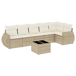 vidaXL Salon de jardin avec coussins 7 pcs beige résine tressée