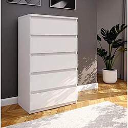 Cstore Commode CHELSEA 5 tiroirs - 77,2 cm - Décor blanc mat