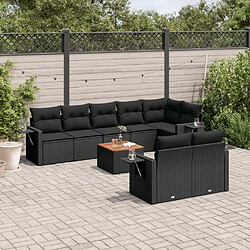 Maison Chic Salon de jardin 9 pcs avec coussins | Ensemble de Table et chaises | Mobilier d'Extérieur noir résine tressée -GKD51867