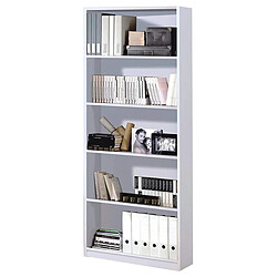 Bibliothèque avec 4 tablettes de rangement coloris Blanc artic - 201 x 80 x 28 cm -PEGANE-