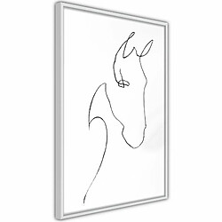 Paris Prix Affiche Murale Encadrée Sketch of a Horse's Head 30 x 45 cm Blanc