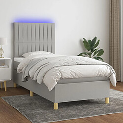 vidaXL Sommier à lattes de lit et matelas et LED Gris clair 90x190 cm