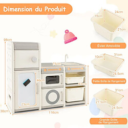 Acheter Helloshop26 Organisateur de rangement de jouets pour enfants cuisine de jeu tableau blanc magnétique armoire et bacs de rangement pour les 3 ans et plus gris 20_0007283