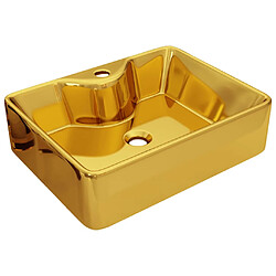 vidaXL Lavabo avec trou pour robinet 48 x 37 x 13,5 cm Céramique Doré