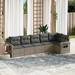 Maison Chic Salon de jardin 6 pcs avec coussins | Ensemble de Table et chaises | Mobilier d'Extérieur gris résine tressée -GKD91794