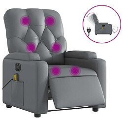 vidaXL Fauteuil de massage inclinable électrique gris similicuir