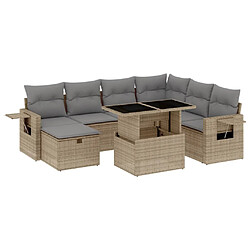 vidaXL Salon de jardin avec coussins 8 pcs beige résine tressée