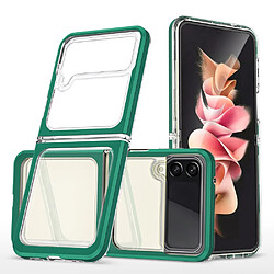 Coque en TPU + acrylique anti-chute, transparent, hybride vert noirâtre pour votre Samsung Galaxy Z Flip3 5G