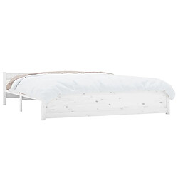 Avis Maison Chic Lit adulte - Lit simple Cadre de lit,Structure du lit Contemporain Blanc Bois massif 200x200 cm -MN39285