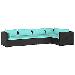 Maison Chic Salon de jardin 5 pcs + coussins - Mobilier/Meubles de jardin - Table et chaises d'extérieur Résine tressée Noir -MN98313