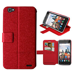 Htdmobiles Housse etui portefeuille pour Archos 55 Helium Plus + film ecran - ROUGE