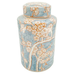 Vase DKD Home Decor Porcelaine Bleu Orange Oriental (18 x 18 x 30 cm)