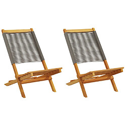 vidaXL Chaises de jardin lot de 2 gris bois d'acacia et polypropylène 