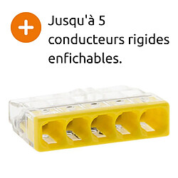 Mini borne S2273 avec 5 entrées et conducteurs 2,5mm² - Wago pas cher