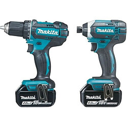 MAKITA Perceuse visseuse et visseuse a chocs avec 2 batteries 18V 4Ah Li-ion