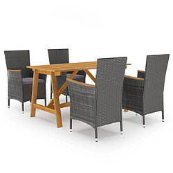 Salle à manger de jardin 5 pcs,Table et chaise à dîner Gris -MN25936