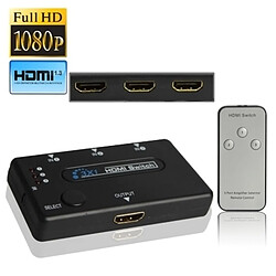 Wewoo Switch HDMI noir Commutateur HDMI à 3 ports avec amplificateur, version 1.3, avec télécommande