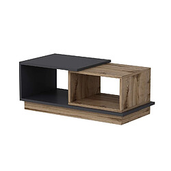 Toilinux Table basse 2 niches Zéline en bois - Anthracite et beige