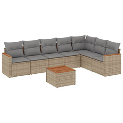 vidaXL Salon de jardin avec coussins 8 pcs beige résine tressée