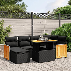 Maison Chic Ensemble Tables et chaises d'extérieur 7pcs avec coussins,Salon de jardin noir résine tressée -GKD303773