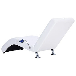 Maison Chic Chaise longue de massage avec oreiller| Bain de soleil Relax | Transat Blanc Similicuir -GKD79926 pas cher