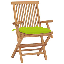 Maison Chic Lot de 2 Chaises de jardin avec coussins |Chaises Relax d'extérieur vert vif Bois de teck -GKD31054