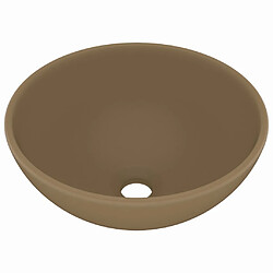 vidaXL Lavabo rond de salle de bain Crème mat 32,5x14 cm Céramique