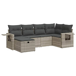 vidaXL Salon de jardin 6 pcs avec coussins gris clair résine tressée