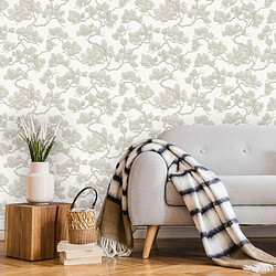 DUTCH WALLCOVERINGS Papier peint Motif avec pins Blanc