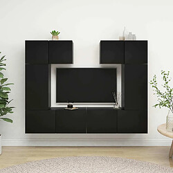 Maison Chic Ensemble de meubles TV 6 pcs | Banc TV Moderne pour salon | Meuble de Rangement - Noir Aggloméré -MN14335