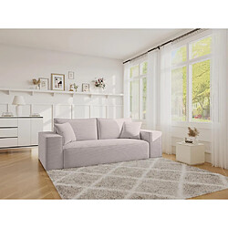 Vente-Unique Canapé 3 places convertible express en velours côtelé beige - Couchage 140 cm - Matelas 14 cm AMELIA II