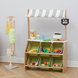 Avis Marchande enfant stand petit marché bois avec 6 bacs à fruits et légumes vert Little Helper Teamson Kids TD-13638A