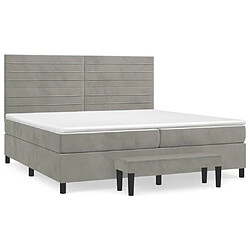 vidaXL Sommier à lattes de lit et matelas Gris clair 200x200cm Velours