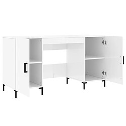 Maison Chic Bureau,Table de travail,bureau de travail pour chambre Blanc brillant 140x50x75 cm Bois d'ingénierie -GKD64422 pas cher