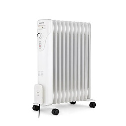 Radiateur électrique bain d'huile 2500W OCEANIC - 3 puissances - 11 éléments - Blanc - Mobile