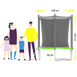 Jump4Fun Trampoline de jardin ø185 cm / 6FT avec Filet intérieur, Matelas de protection et Echelle