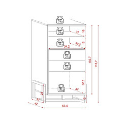 Acheter VIVALDI Commode haute - OSLO - 63 cm - blanc mat - style moderne