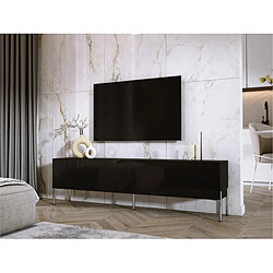 3XELIVING Meuble TV en couleur Noir mat avec pieds droits en chrome, D: l : 170 cm, H : 52 cm, P : 32 cm