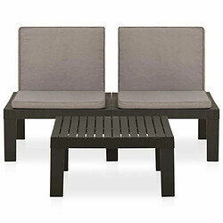 Avis Maison Chic Salon de jardin 2 pcs avec coussins - Table et chaises d'extérieur - Mobilier/Meubles de jardin Moderne Plastique Gris -MN35838