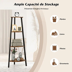 Acheter Helloshop26 Étagère d'angle 4 niveaux pieds réglables dispositif anti-basculement bibliothèque industrielle 126 cm marron rustique 20_0005339