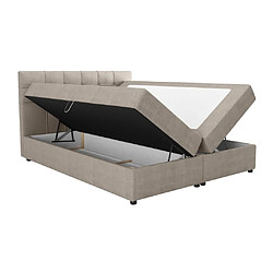 Avis Vente-Unique Ensemble complet literie déco tête de lit capitonnée + sommiers coffre + matelas + surmatelas - 160 x 200 cm - Tissu - Taupe - KIDA de YSMÉE