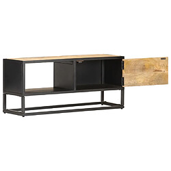 Avis Maison Chic Meuble TV scandinave - Banc TV pour salon avec porte sculptée 90x30x40 cm Bois de manguier brut -MN25778