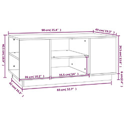 vidaXL Table basse Gris 90x49x40,5 cm Bois massif de pin pas cher