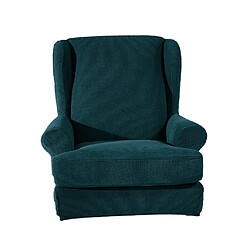 Aile Dos Bras Chaise Couverture 2 Pièces Wingback Canapé Housse Vert Foncé