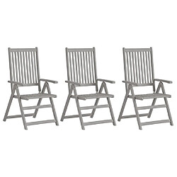 vidaXL Chaises inclinables de jardin lot de 3 et coussins Bois acacia