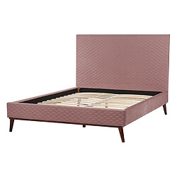 Beliani Lit double en velours rose 140 x 200 cm BAYONNE pas cher