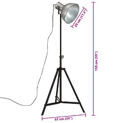 vidaXL Lampadaire 25 W argent vintage 61x61x90/150 cm E27 pas cher