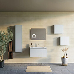 Kiamami Valentina ARMOIRE DE TOILETTE SUSPENDUE 80CM BLANC MAT MIROIR 80X60 TOUCH LED | MONACO