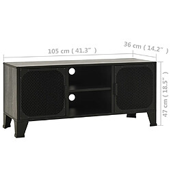 vidaXL Meuble TV Gris 105x36x47 cm Métal et MDF pas cher